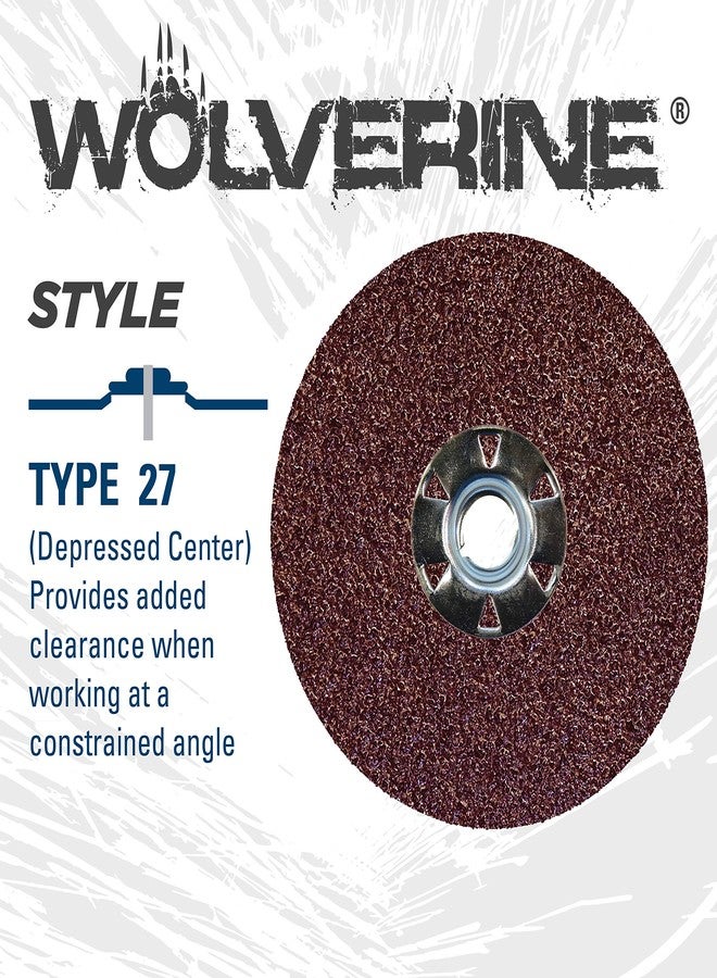 Weiler 59973 Wolverine Aluminum Oxide Resin Fiber Sanding & Grinding Disc, 4-1/2" Diameter, 36 Grit, 5/8" - 11 Hub (Pack of 25) - Image 3