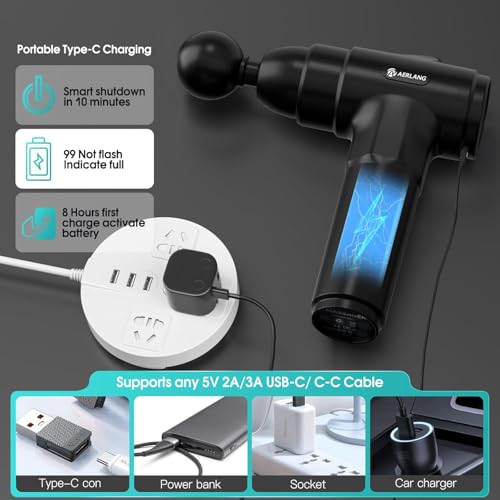 AERLANG Massage Gun, Percussion Muscle Massager for Pain Relief, Deep Tissue Massage Machine with 6 Massage Heads & 20 Speed Settings, Body Muscle Massager with Carry Case - Image 5