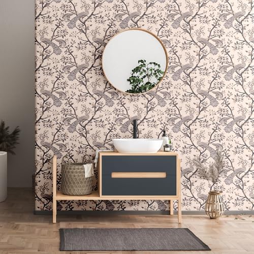 Blooming Wall DPYD19W Peacock Standing on Branches Textured Peel and Stick Wallpaper SelfAdhesive Prepasted Wallpaper Wall Dcor - Image 3
