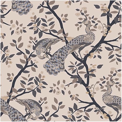 Blooming Wall DPYD19W Peacock Standing on Branches Textured Peel and Stick Wallpaper SelfAdhesive Prepasted Wallpaper Wall Dcor - Image 1