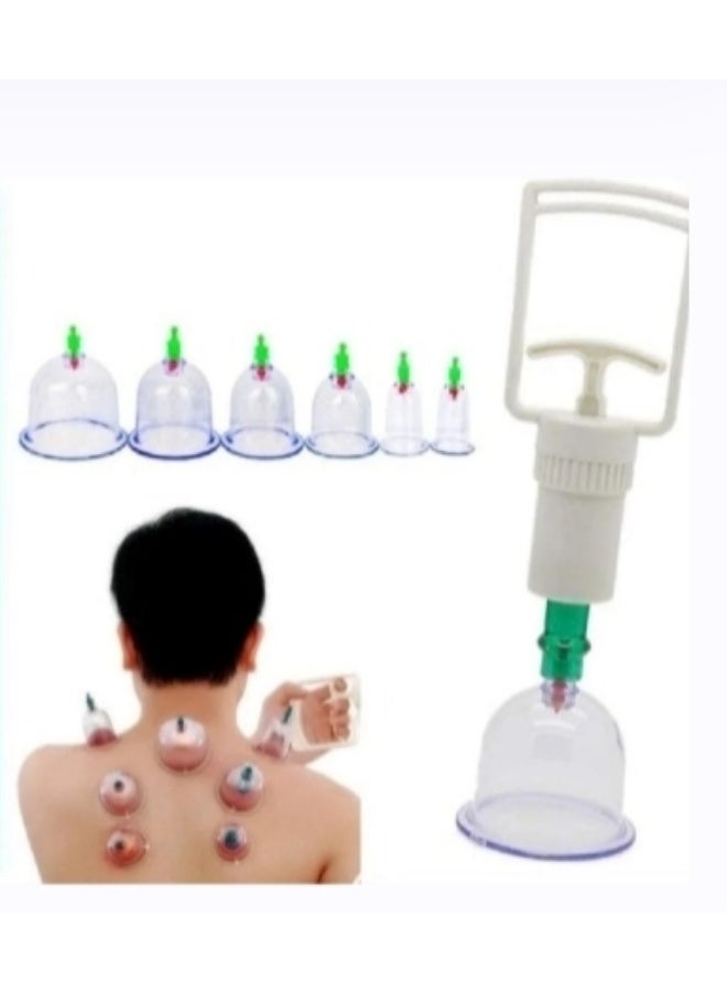 طقم أكواب الحجامة العلاجية  من 6 قطعه مع مضخة يدوية – راحة وعلاج بالطريقة التقليدية - Image 1