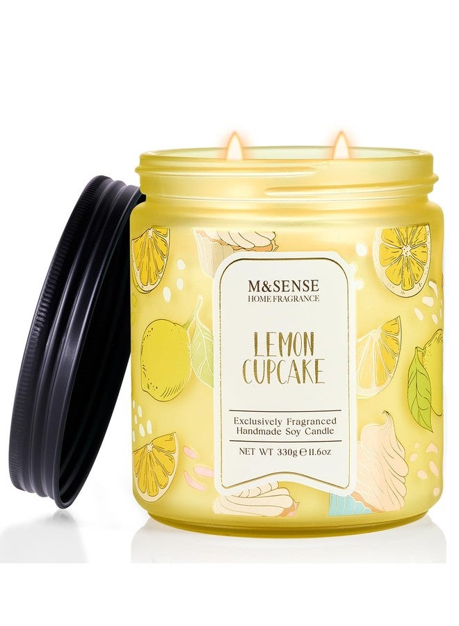 M&SENSE Lemon Vanilla Cupcake Scented Candle, 11.6oz Natural Soy Wax, 70 Hours Long Lasting Clean Burn, Citrus Vanilla Scents for Kitchen Freshness, Candle Gifts for Women Men, Warm Home Decor - Image 1