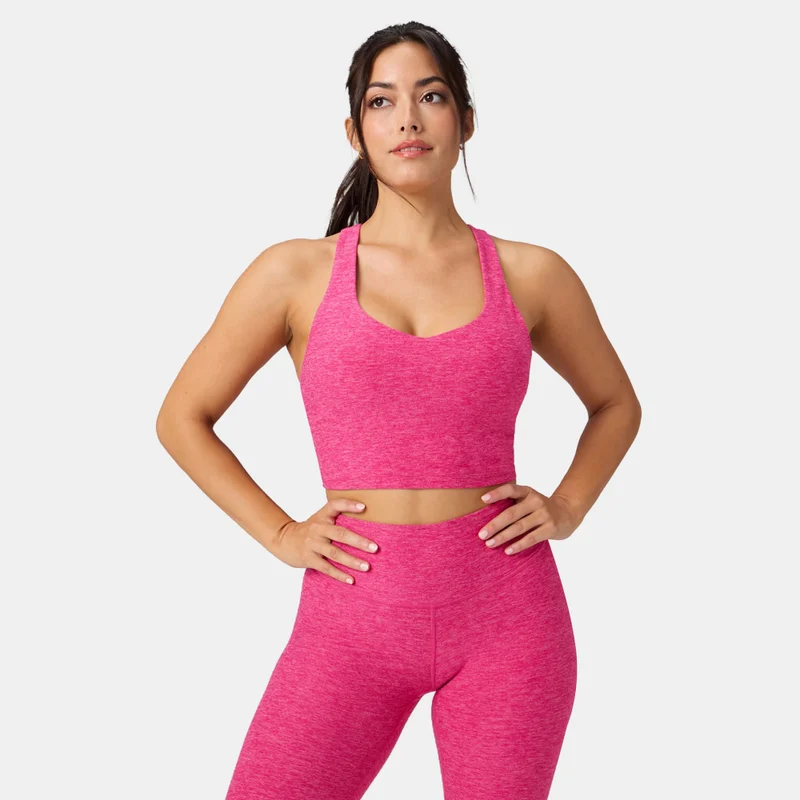 Fabletics تيشيرت رياضي بدون أكمام بحمالة صدر مدمجة HeatherFlex Anywhere للنساء