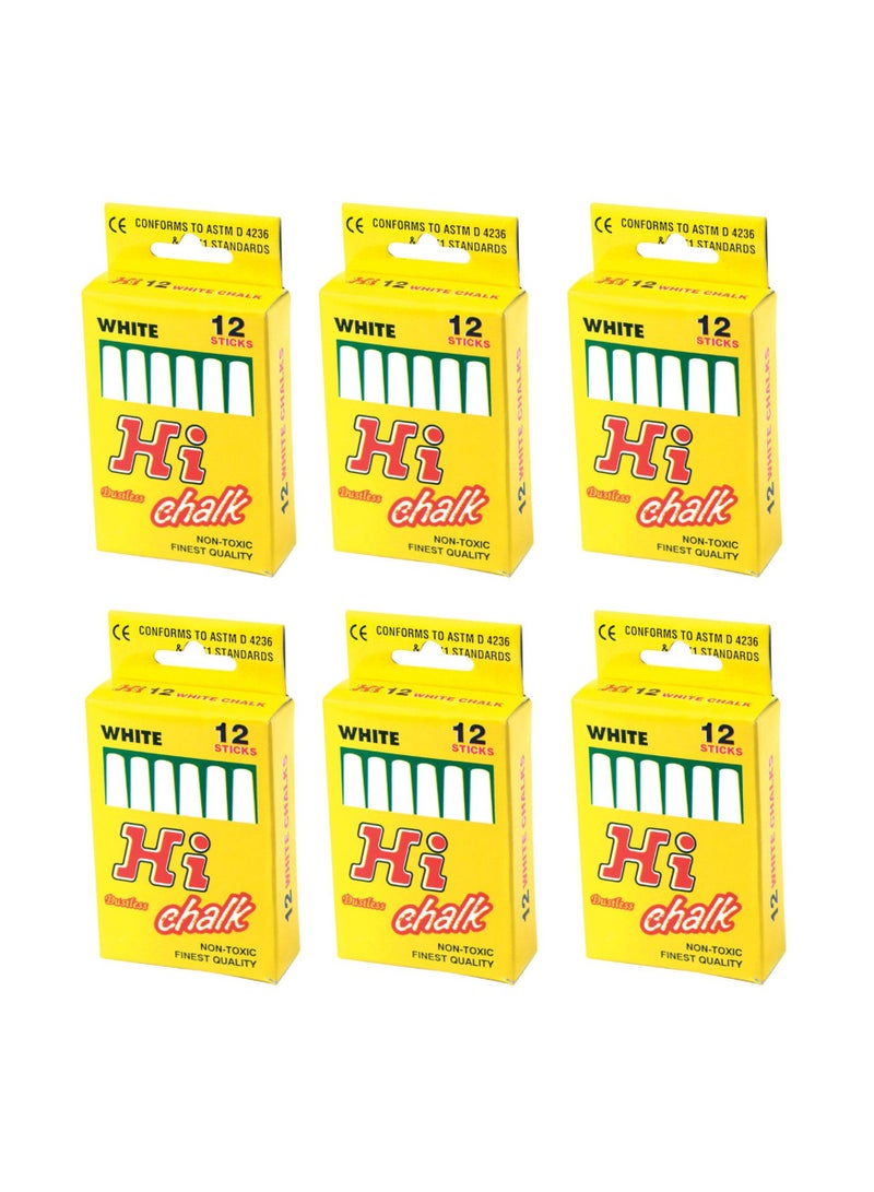 HI White Dustless Chalk Non Toxic Finest Quality 12 Sticks - Image 2