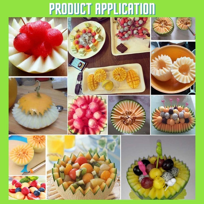 STORE77® DIY 7Pcs Vegetable, Fruit Cutter Shaper Scoop Mold Set, Watermelon Baller/Carving Knife/Baking/Cooking/FruitSalad/Platter/Dessert/CookieCutter/Cake/Ice Cream/Food Decoration Kitchen CraftTool - Image 5