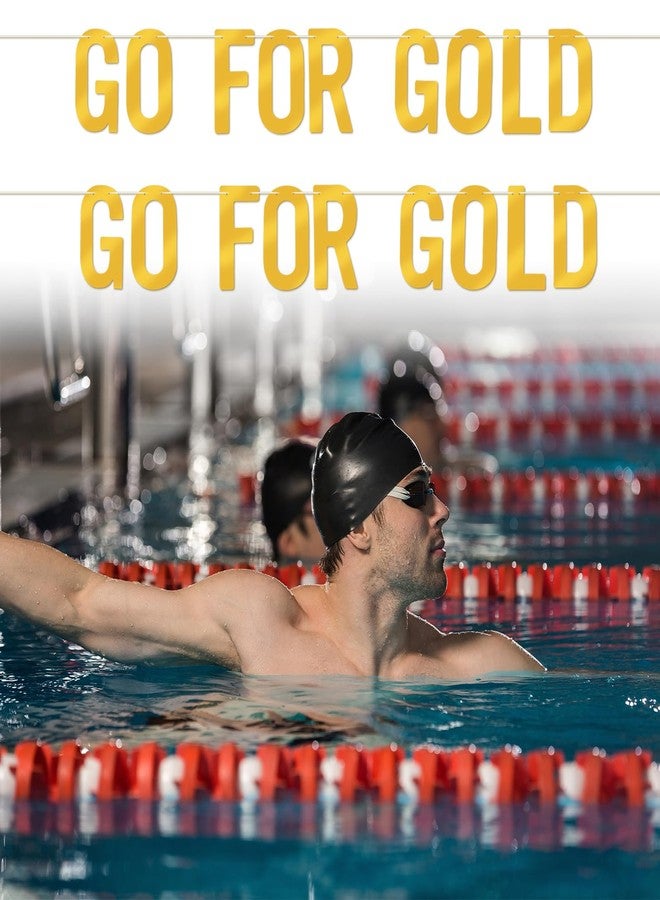 AOZUO مجموعة AOZUO المكونة من قطعتين من لافتات "Go for Gold"، لافتات زينة أولمبية لحفلات رياضية، خلفيات لجلسات التصوير، لوازم مسابقات الألعاب الرياضية، ديكور حائط منزلي داخلي وخارجي، 6.29 × 3.34 بوصة - Image 5