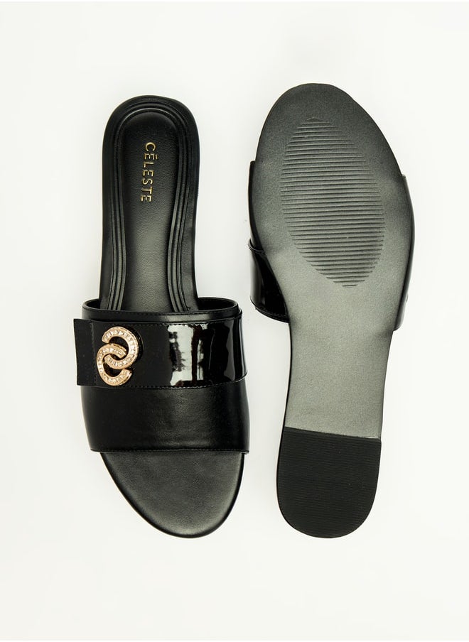 Celeste Women's Slip-On Sandals with Metal Accent  - Image 4