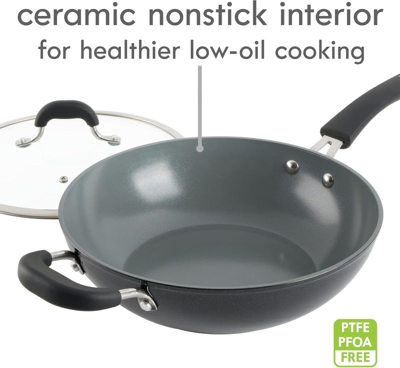 Kenmore مقلاة ألمنيوم كينمور أرلنجتون 11 مع غطاء - الماس الأسود - Image 3