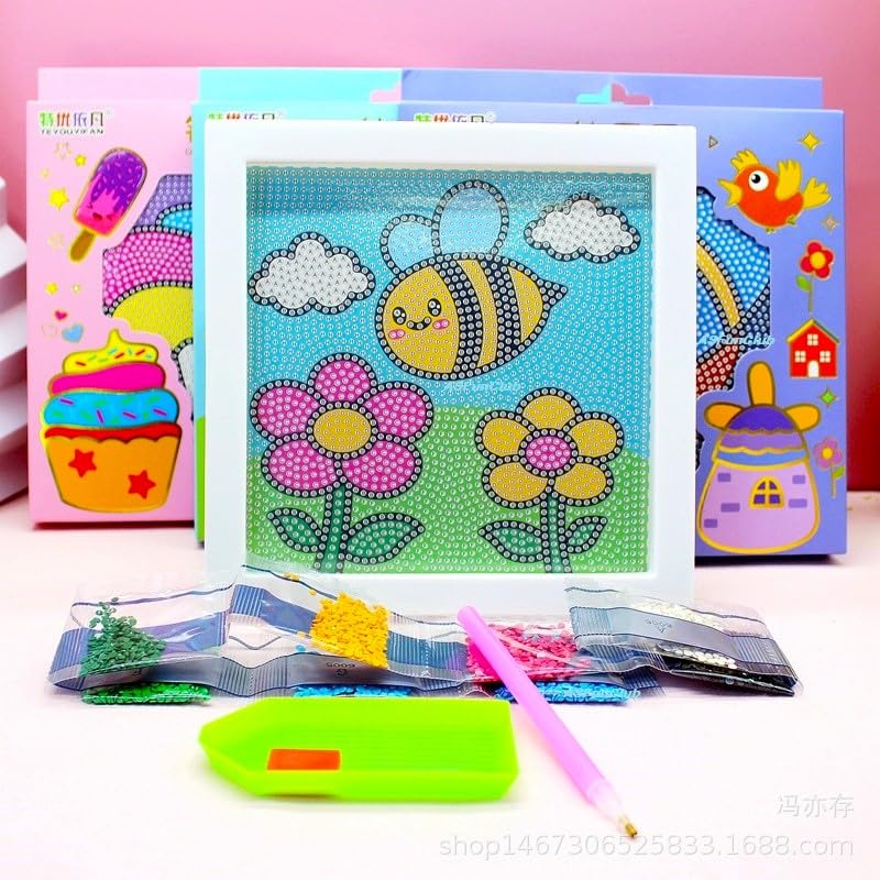 ASFunClub ASFunClub Diamond Painting Kits for Kids Frame Diamond Arts and Crafts for Kids Diamond Painting Art Kits DIY Diamond Painting Craft Kits Kids Art and Craft Kit for Girls 912 Multi design  - Image 1