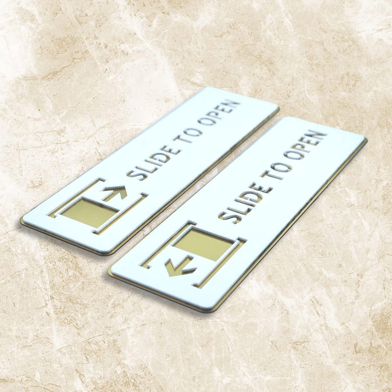Sign Studio Premium White Gold Finish Acrylic Slide to Open Door Sign – Easy Mount 3M Self-Adhesive Tape Signage for Hotel, Office, Resort, Society, Corporate, Business & Hospital - Image 3