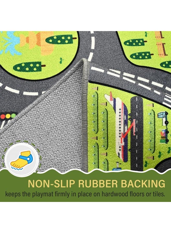 B BENRON Kids Car Play Rugs - 36"x60" Learning and Fun City Road Map Play Mat for Playing with Cars Trucks, Non-Slip Playmat for Nursery, Playroom Bedroom and Classroom, Machine Washable - Image 4