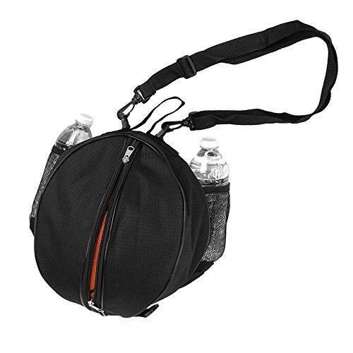 FoRapid Size 7 (29.5") Basketball Bag Soccer Ball Football Volleyball Softball Sports Ball Bag Holder Carrier+Adjustable Shoulder Strap 2 Side Mesh Pockets f/Water Bottle Towel Sports Shoes (Black) - Image 1