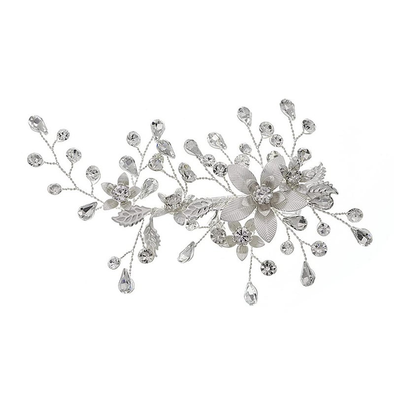 Rhinestone Wedding Hair Clips Sinide Handmade Flower Crystal Wedding Hair Barrette Bridal Hair Accessories Headpiece Comb Barrette for Women Ladies Vintage Hair Barrette Bridesmaids Headpiece