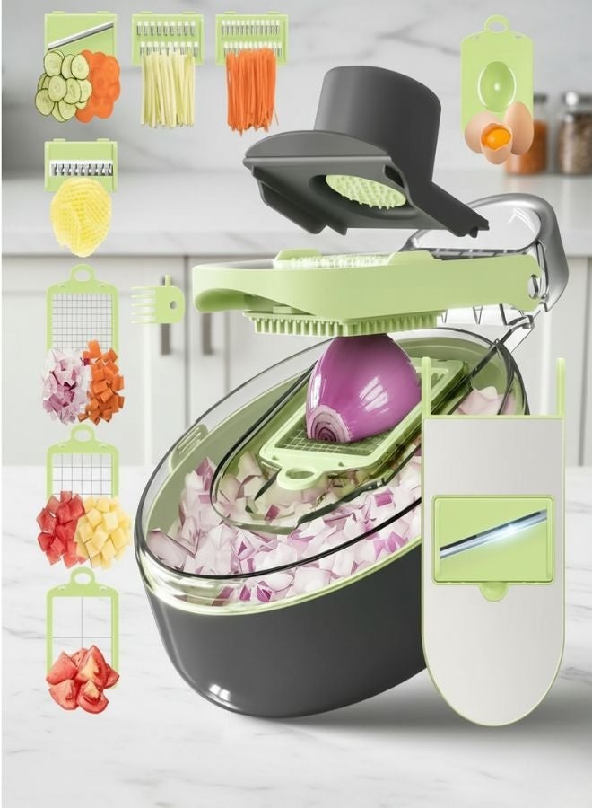 ZEESQUARE Vegetable Chopper Multifunctional 13-in-1 Food Choppers Onion Chopper Vegetable Slicer Cutter Dicer Veggie chopper with 8 Blades - Image 1