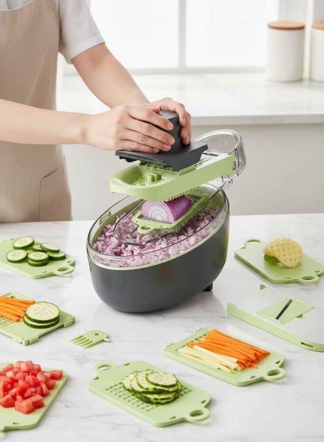 ZEESQUARE Vegetable Chopper Multifunctional 13-in-1 Food Choppers Onion Chopper Vegetable Slicer Cutter Dicer Veggie chopper with 8 Blades - Image 3