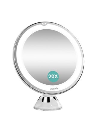 Upgraded 20X Magnifying Lighted Makeup Mirror With 2-Level Brightness, Vanity Mirror With Power Suction Cup, 360° Swivel, Portable Bathroom Mirror For Home Travel, White - pzsku/Z40BA62AE6D2AEED9F7F3Z/45/_/1730894420/e267e277-5da4-4683-ad2f-f26521a41375