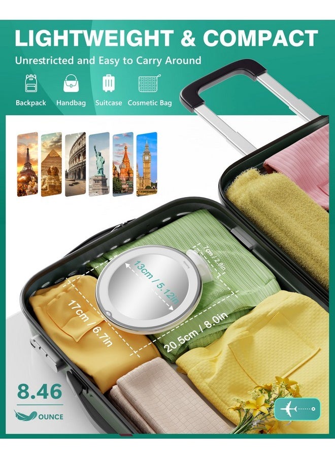 Auxmir - Upgraded 20X Magnifying Lighted Makeup Mirror With 2-Level Brightness, Vanity Mirror With Power Suction Cup, 360° Swivel, Portable Bathroom Mirror For Home Travel, White - Image 1
