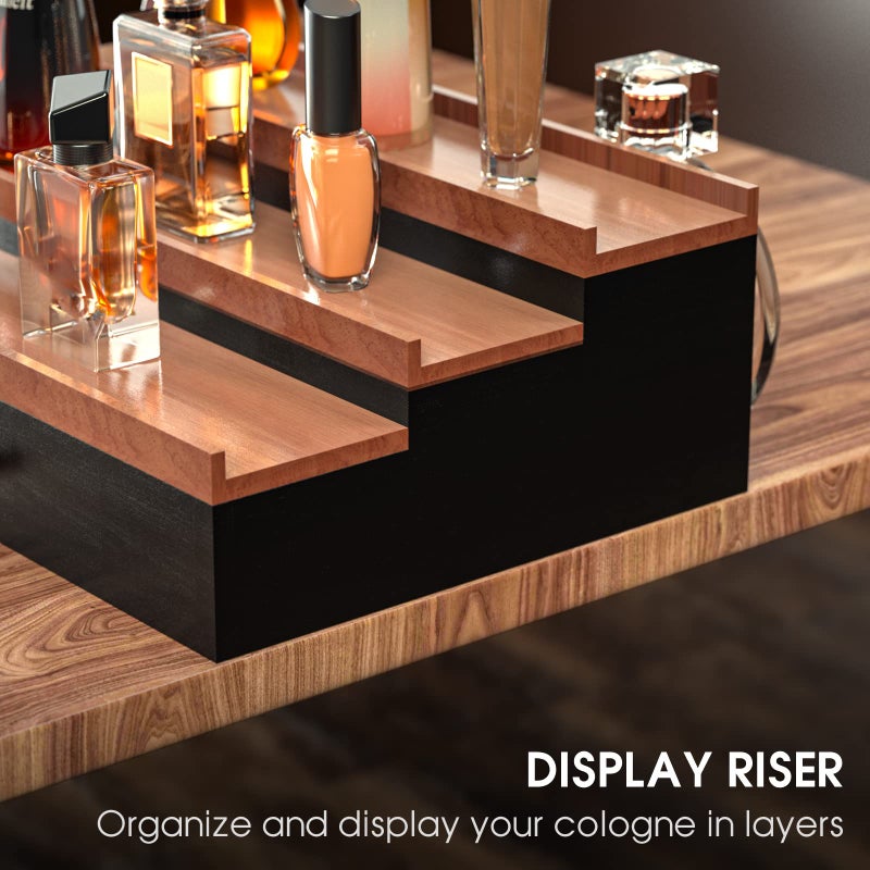 Sephyroth Cologne Organizer for Men 3 Tier of Cologne Display with Drawer Storage Perfume Oragnizer Display,Great Gift for Man(Black Walnut) - Image 5