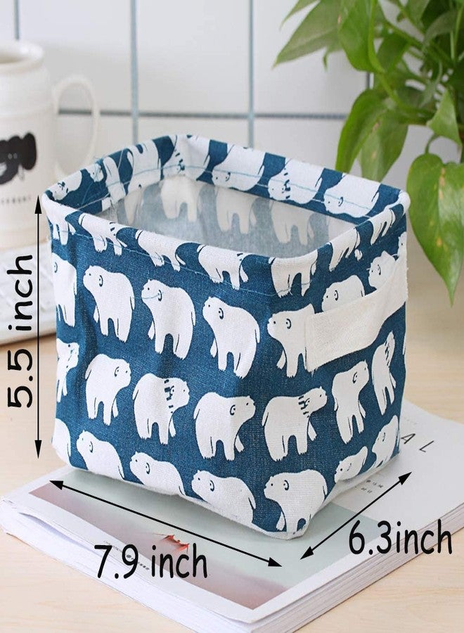 Fastmart Mini Canvas Storage Bins - Collapsible Canvas Shelf Basket Nursery Organizer Boxwith Handles For Nursery Kids Bathroom Home Office Pack of(6) - Image 4