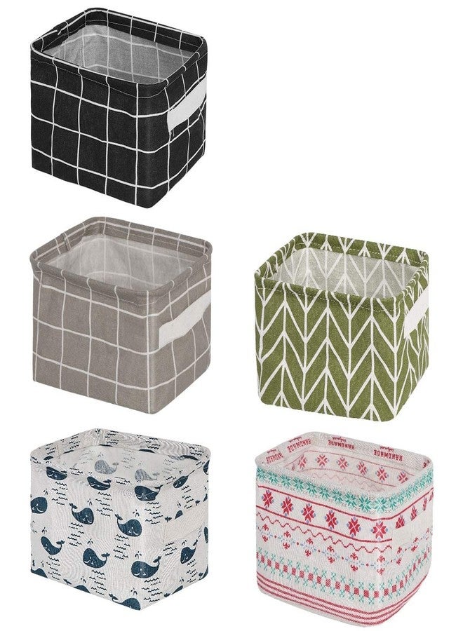 Fastmart Mini Canvas Storage Bins - Collapsible Canvas Shelf Basket Nursery Organizer Boxwith Handles For Nursery Kids Bathroom Home Office Pack of(6) - Image 1