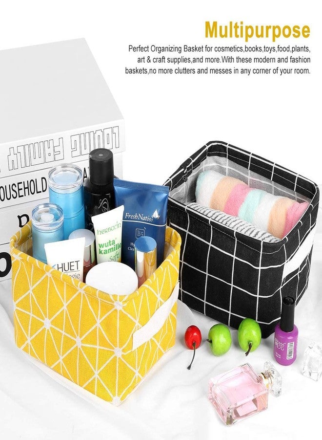 Fastmart Mini Canvas Storage Bins - Collapsible Canvas Shelf Basket Nursery Organizer Boxwith Handles For Nursery Kids Bathroom Home Office Pack of(6) - Image 2