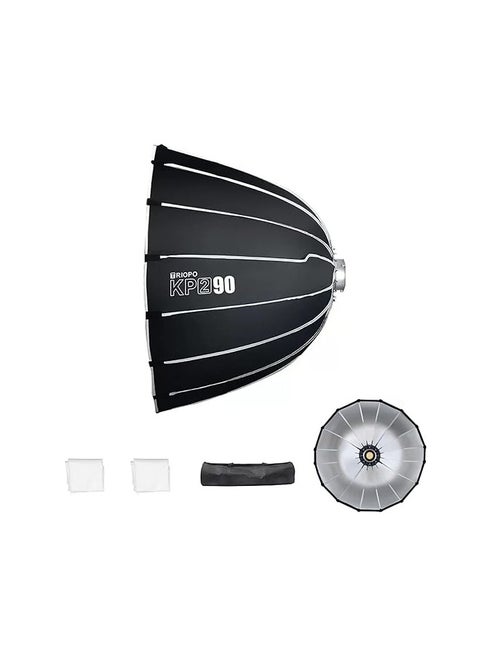 Triopo 35.4 بوصة/90 سم مكافئ Softbox Bowens Mount Soft Boxes، إعداد سريع قابل للطي السريع، متوافق مع Aputure 120d Light Dome Godox SL60w NEEWER RGB CB60 وغيرها من مصابيح Bowens Mount