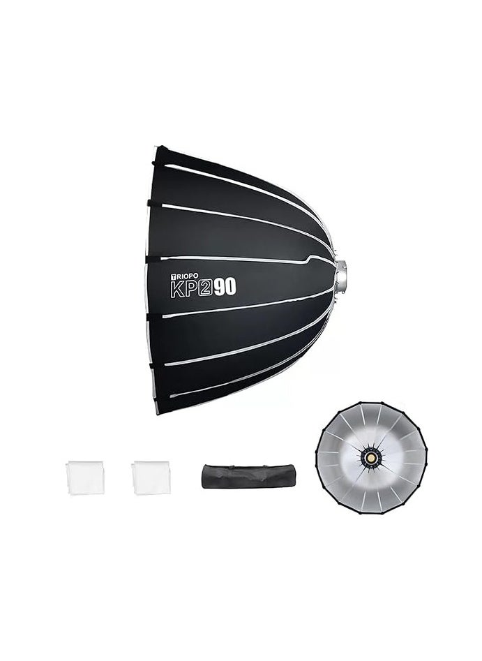 تريوبو - Triopo 35.4 بوصة/90 سم مكافئ Softbox Bowens Mount Soft Boxes، إعداد سريع قابل للطي السريع، متوافق مع Aputure 120d Light Dome Godox SL60w NEEWER RGB CB60 وغيرها من مصابيح Bowens Mount - Image 1