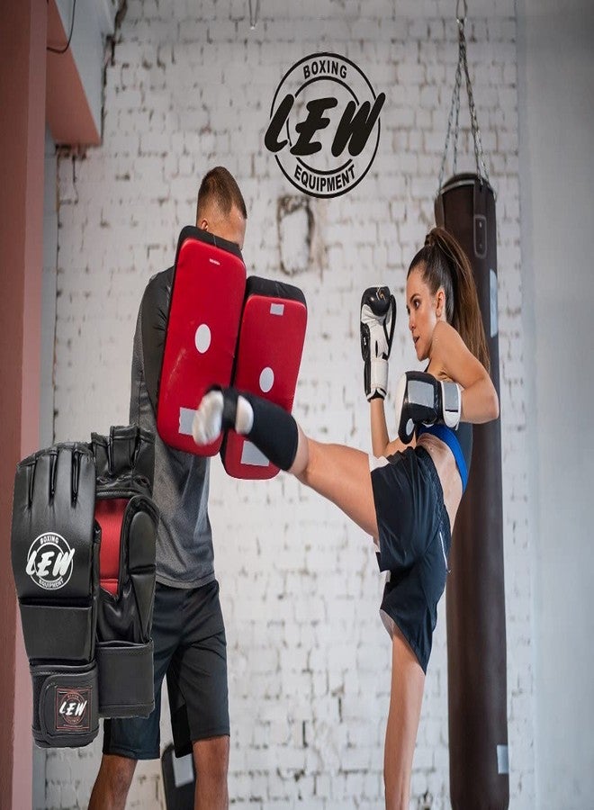 LEW All Black Martial Arts Training & Sparring | Palm-O Maya Hide Leather Grappling Mitts |Good for Kickboxing, Muay Thai, Cage Fighting, Punching Bag MMA Gloves (Black/Red, Small/Medium) - Image 5
