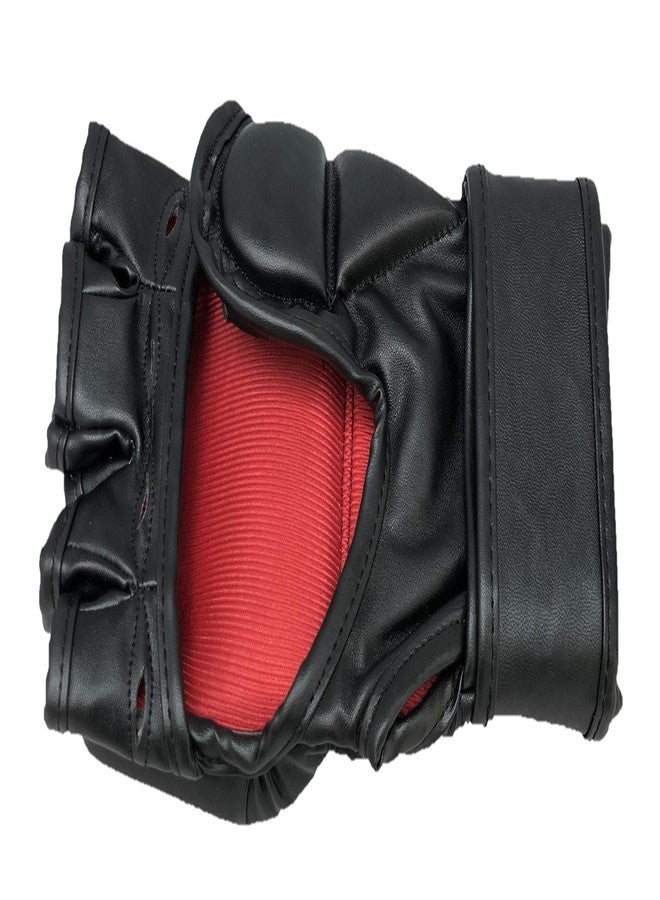 LEW All Black Martial Arts Training & Sparring | Palm-O Maya Hide Leather Grappling Mitts |Good for Kickboxing, Muay Thai, Cage Fighting, Punching Bag MMA Gloves (Black/Red, Small/Medium) - Image 2
