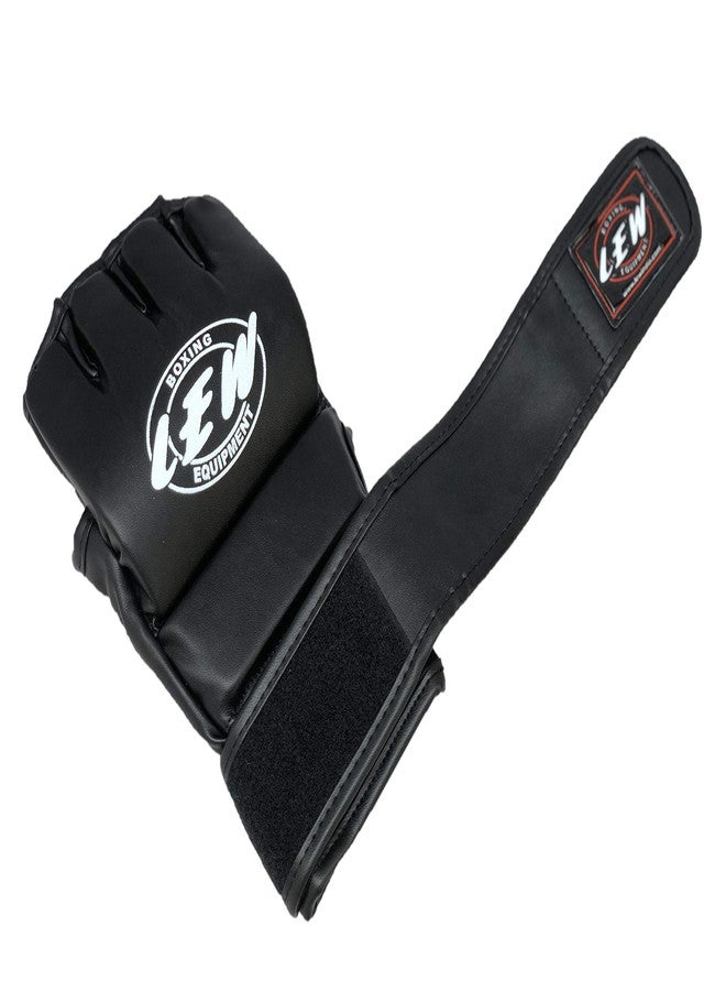 LEW All Black Martial Arts Training & Sparring | Palm-O Maya Hide Leather Grappling Mitts |Good for Kickboxing, Muay Thai, Cage Fighting, Punching Bag MMA Gloves (Black/Red, Small/Medium) - Image 3
