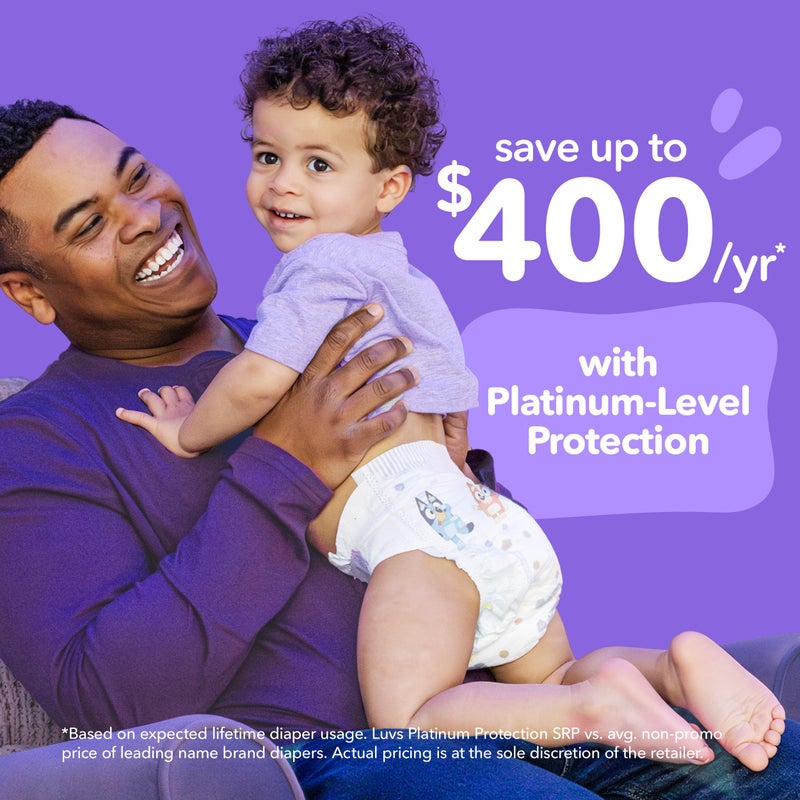 Luvs Size 8 Baby Diapers, Platinum Protection Bluey Diapers for Day & Night,Size 8, 108 Count - Image 3