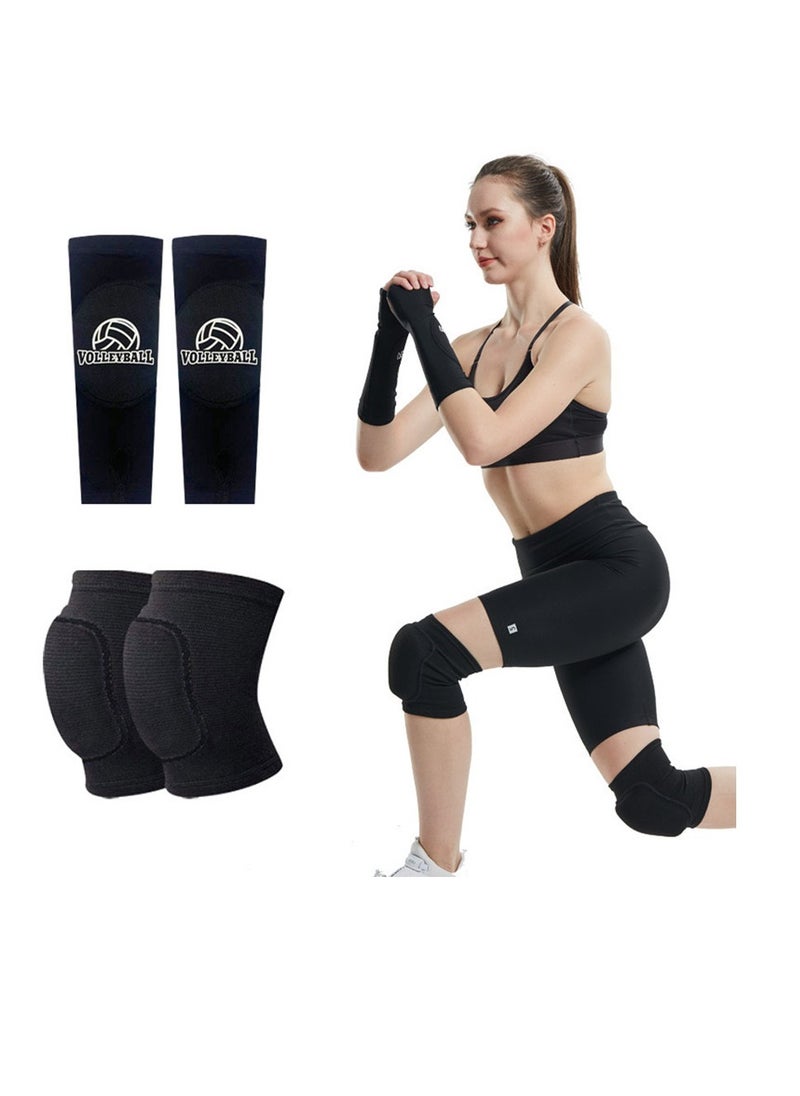 Gerenic 2 Pieces Volleyball Accessories ,Including Volleyball Knee Pads and  Arm Sleeves, with Protection Pads and Thumb Hole for Women Girls Teens Training  - Image 1