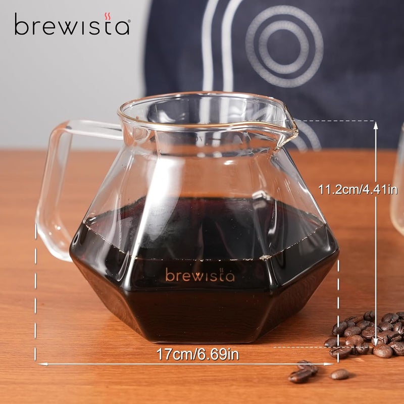 Brewista 700ml/23.7oz X Series Glass Coffee Carafe, Small Pour Over Glass Pot Server, 2-4 Cups, Polygonal Design for Improved Flavor, Heat Resistant Odorless Glass Pitcher - Image 2