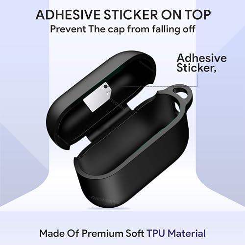 NEWTECHNO Case Cover for Airpods Pro 3rd Generation (2025), with Adhesive Top, Soft Silicone Cover, Shock-Absorbing Protective Case with Keychain for Airpods Pro 3 Case [Front LED Visible] (Grey) - Image 2