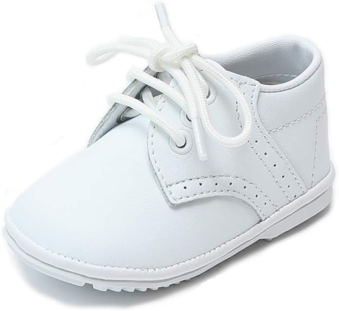 L'Amour James Baby White Leather Lace Up Shoe - Image 1