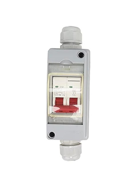 32A 500V PV DC Disconnect Switch, MCB 2P Solar Current Sink Load Switching Air Miniature Circuit Breaker with IP65 Waterproof Distribution Box for Panel (Without Cable) (8gz02v9wb7-11)