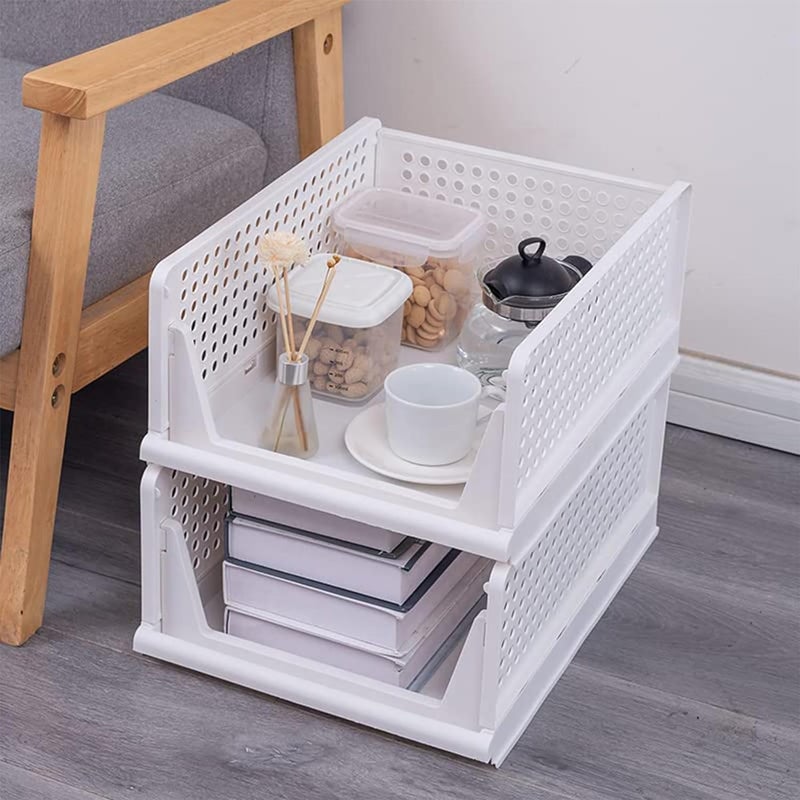 OMORTEX Multipurpose 3 Compartments Heavy Quality Foldable Drawer Clothes Organizer For Wardrobe Cupboard White - Image 5