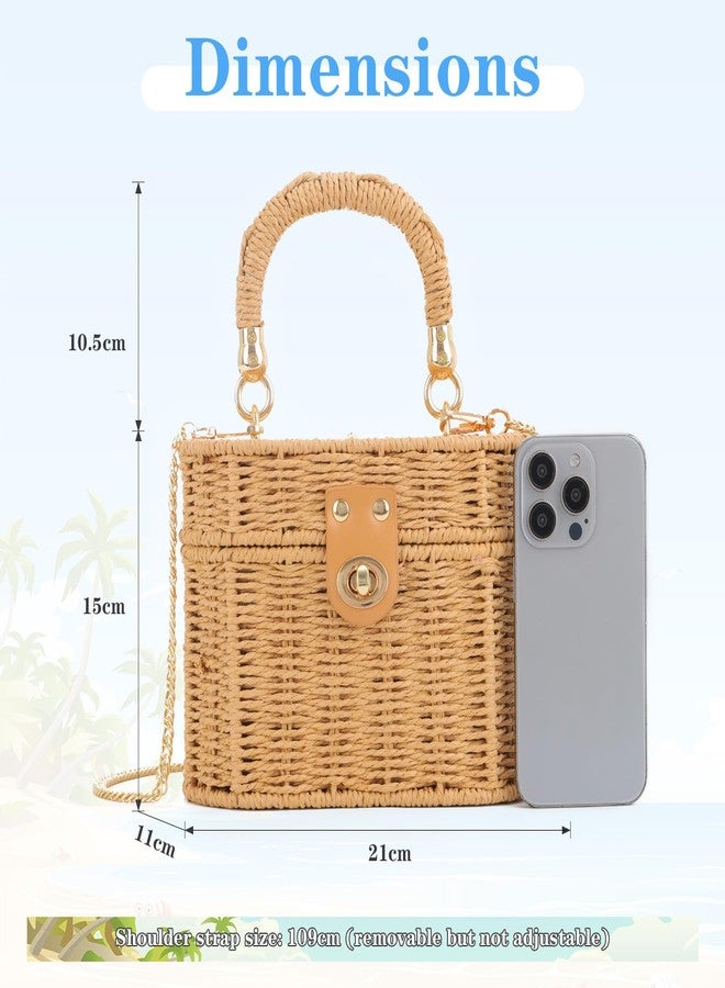 KUANG! Handwoven Basket Straw Purse for Women Woven Straw Rattan Shoulder Bag Vintage Beach Tote Bag - Image 3