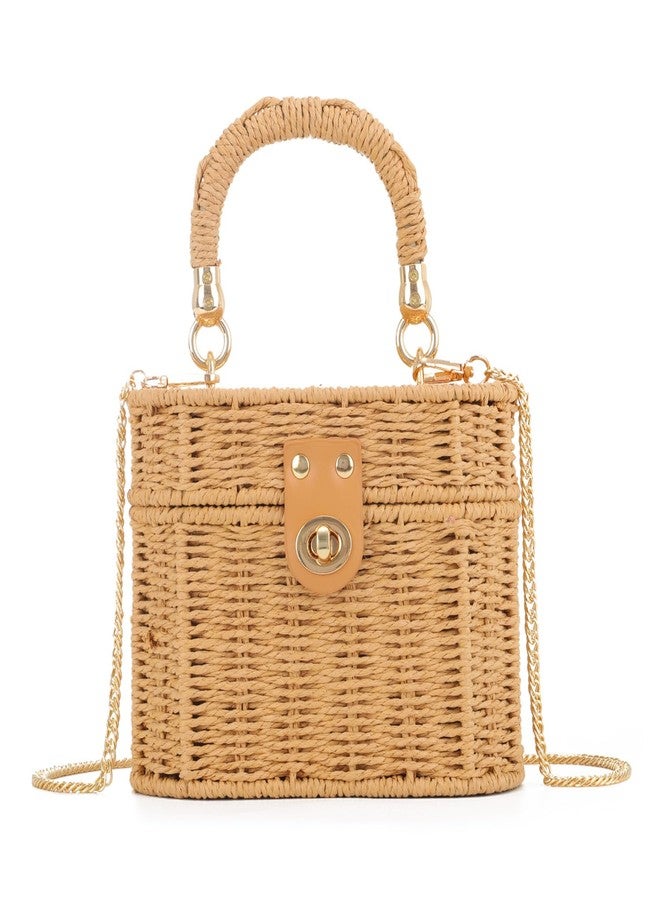 KUANG! Handwoven Basket Straw Purse for Women Woven Straw Rattan Shoulder Bag Vintage Beach Tote Bag - Image 1