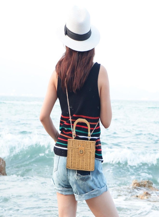 KUANG! Handwoven Basket Straw Purse for Women Woven Straw Rattan Shoulder Bag Vintage Beach Tote Bag - Image 2