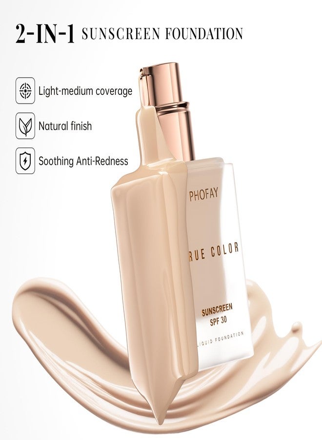 PHOFAY Matte Sunscreen Liquid Foundation SPF 30 (1.02 fl oz) - Long-Wearing Oil-Control, Concealing & Non-Greasy Buildable Coverage, Suitable for Most Skin Types, Daily & Outdoor Use (01#) - Image 3
