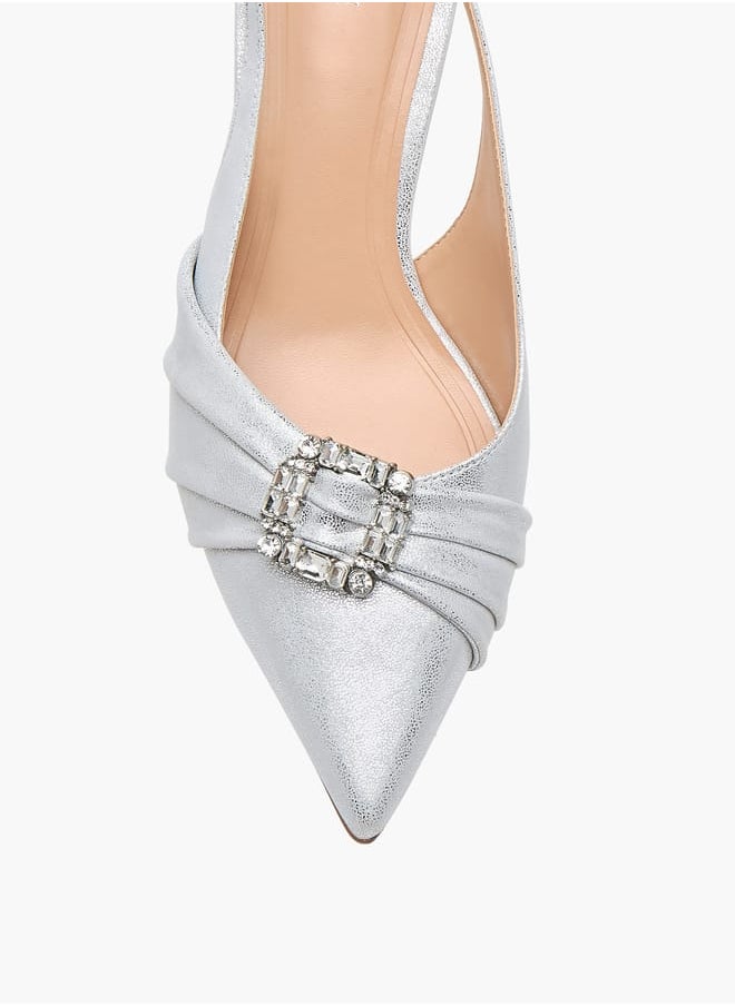 Celeste Women's Embellished Slingback Shoes with Kitten Heels  - Image 4