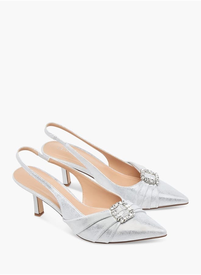 Celeste Women's Embellished Slingback Shoes with Kitten Heels  - Image 1