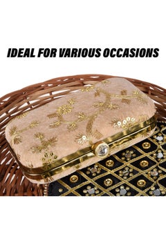 Kuber Industries Kuber Industries Clutch Purse | Wedding Clutch | Party Hand Purse | Women?s Clutch Purse | Detachable Chain Purse | Wallet Hand Bag | Lock System Hand Bag | Cream  - Image 5