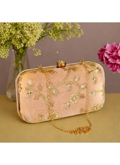 Kuber Industries Kuber Industries Clutch Purse | Wedding Clutch | Party Hand Purse | Women?s Clutch Purse | Detachable Chain Purse | Wallet Hand Bag | Lock System Hand Bag | Cream  - Image 1