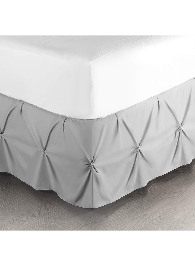 Nestl Nestl Light Grey Bed Skirt Queen Size, Pinch Pleat Queen Bed Skirt, 14" Inch Drop Queen Bedskirt, Hotel Quality Light Grey Bed Skirts, Microfiber Bedskirt for Queen Bed, Light Grey Queen Bed Skirt  - Image 1
