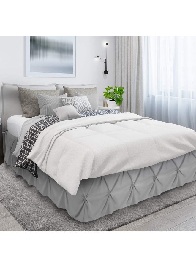 Nestl Nestl Light Grey Bed Skirt Queen Size, Pinch Pleat Queen Bed Skirt, 14" Inch Drop Queen Bedskirt, Hotel Quality Light Grey Bed Skirts, Microfiber Bedskirt for Queen Bed, Light Grey Queen Bed Skirt  - Image 3