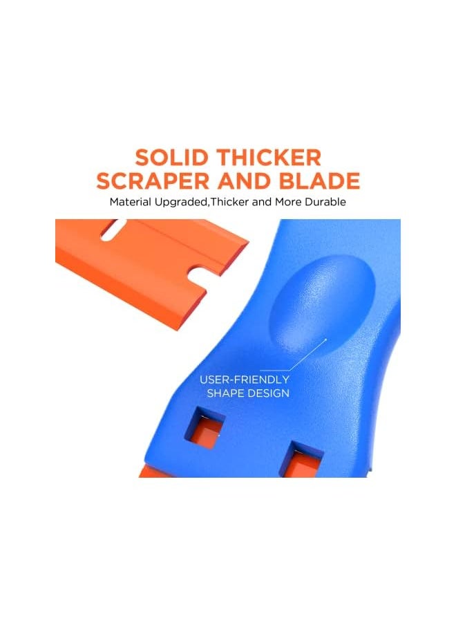 PROMASS - promass Plastic Razor Blade Sc, 2 Pack Sc Tool with 100 Pack Plastic Razor Blades Decal Sticker Remover Sc Tool for Auto Window Tint Vinyl Tool Application, Easily Remove (Blue) - Image 1