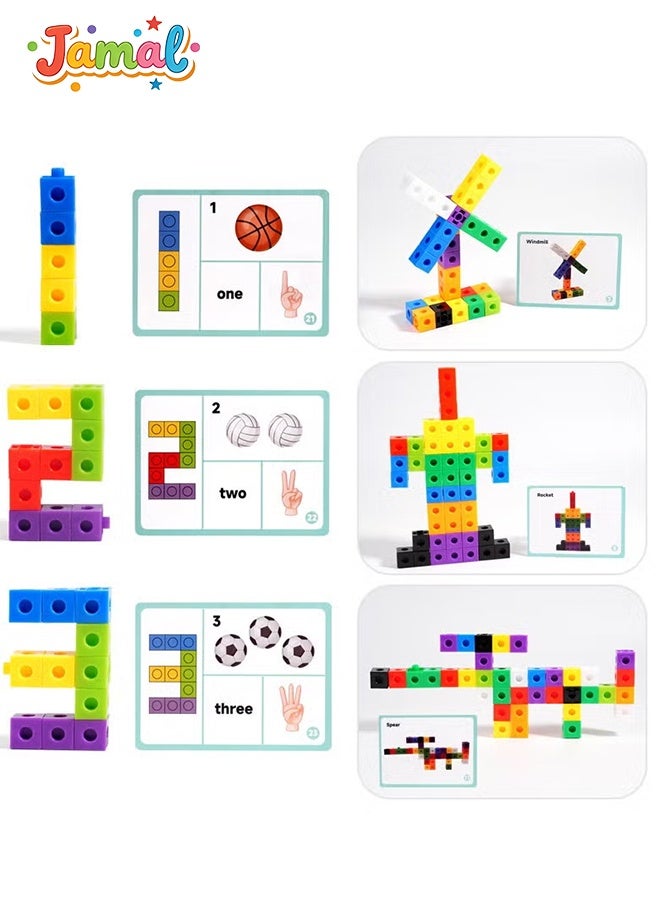 Jamal 100pcs Kids Stacking Blocks, Linking Cubes for Counting and Sorting, Improve Mathematical abilities and spatial imagination, Preschool Teaching Tools and Early Education Toys - Image 3