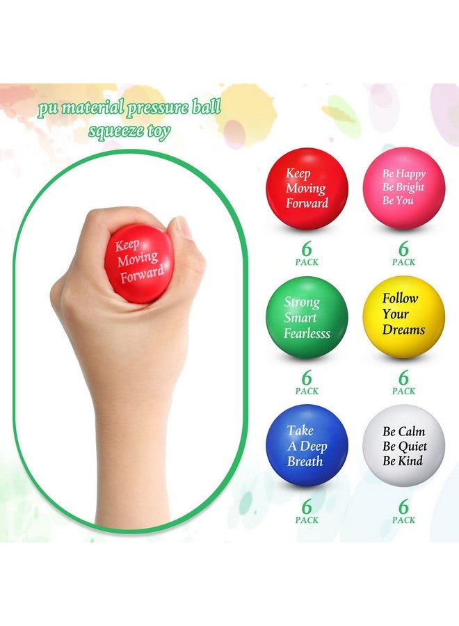 Aoriher 36 Pcs Motivational Stress Balls Colorful Stress Balls Bulk Quotes Inspirational Funny Foam Balls Hand Exercise Gifts For Office Small Balls For Motivating Supply(Classic Color) - Image 2